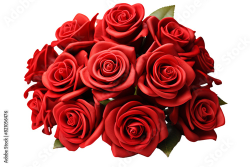 Lively Red Rose Bouquet Isolated on Transparent Background PNG