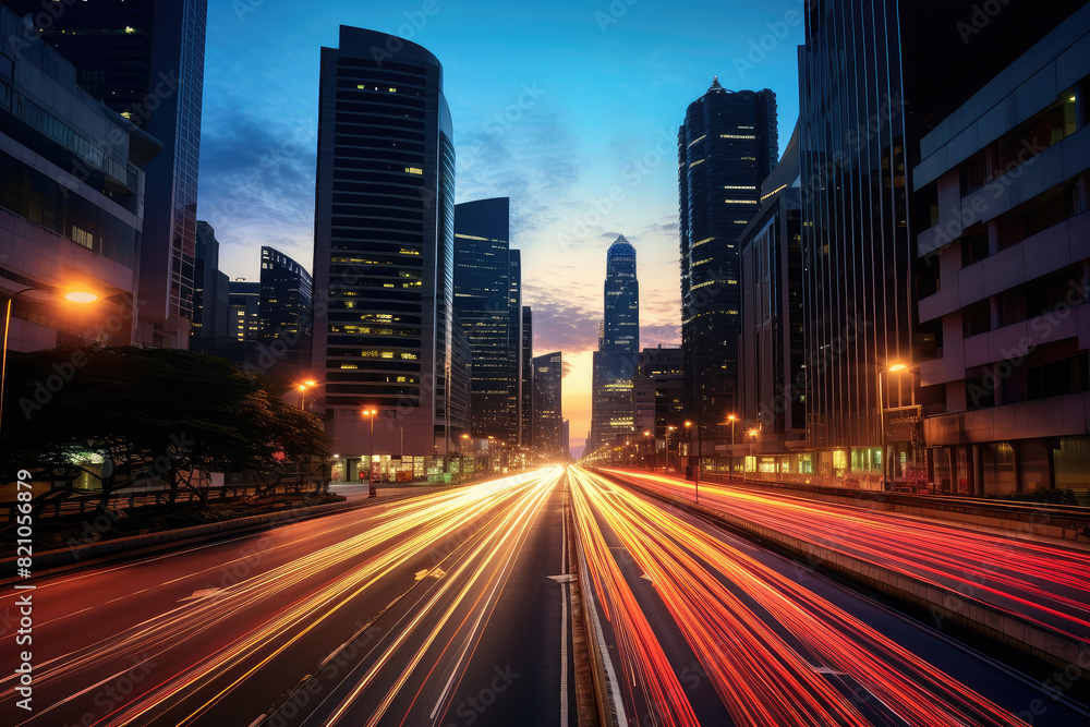Dynamic City Life: Long Exposure Traffic at Twilight Dynamic City Life: Long Exposure Traffic at Twilight