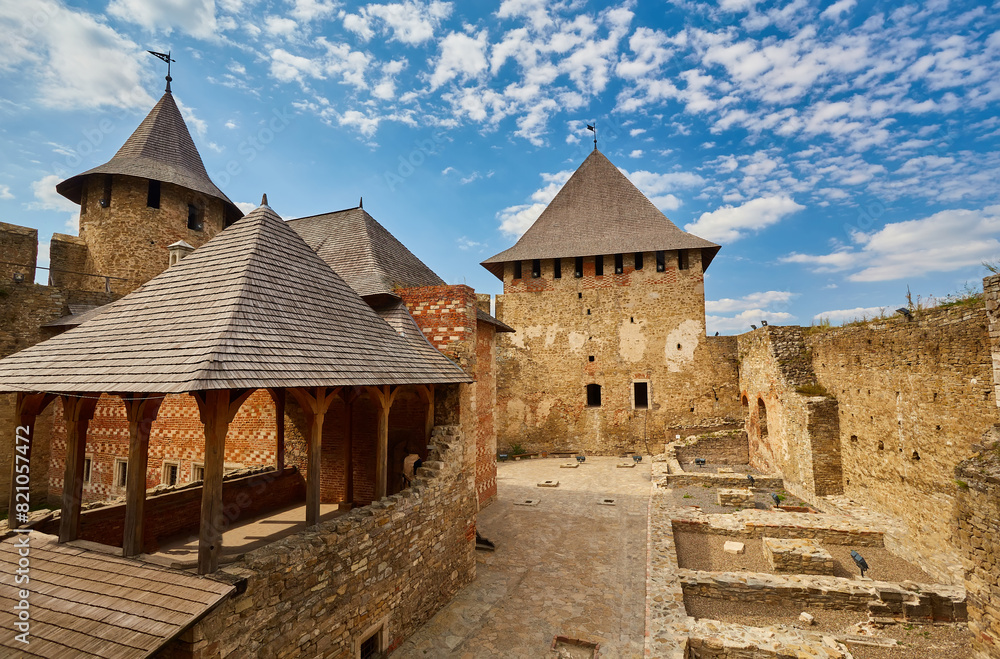 Khotyn fortess, castle in Ukraine. One of seven wonders of Ukraine. Exterior view of Khotyn Fortress, fortification complex on Dniester