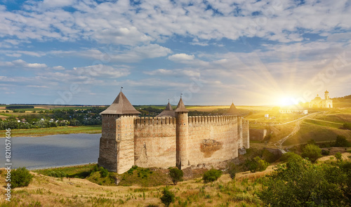 Khotyn fortess, castle in Ukraine. One of seven wonders of Ukraine. Exterior view of Khotyn Fortress, fortification complex on Dniester