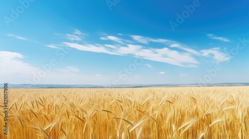 Golden Wheat Field Under a Clear Blue Sky