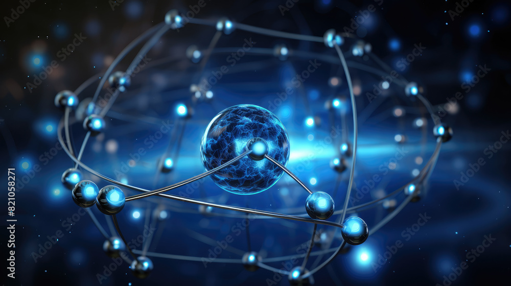 Obraz premium Futuristic Quantum Computing Network Concept Art