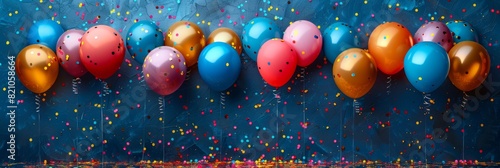 Vibrant Party Background with Balloons and Confetti Generative AI