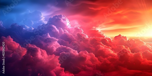 Immagina pesci rossi volare tra nuvole rosa in unalba rilassante e pacifica. Concept Creative Visuals, Imaginative Imageries, Tranquil Fantasy, Nature's Beauty, Surreal Dreams photo