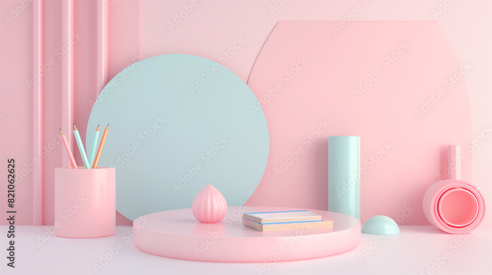 3d rendering concept colorful themes of back to school . educational background with copy space surround by kids merchandise catalog, calendar , pens, erasers, books , childlike, desk, School supply 3d rendering concept colorful themes of back to school . educational background with copy space surround by kids merchandise catalog, calendar , pens, erasers, books , childlike, desk, School supply
