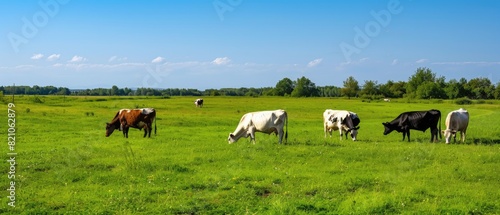 Wallpaper Mural Cattle Grazing in Lush Green Pasture Under Blue Sky Torontodigital.ca