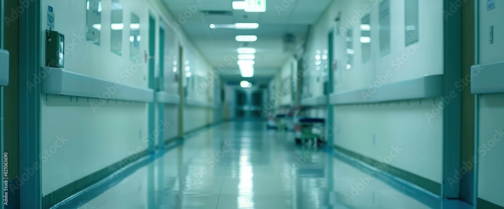 A Well-Lit, Clean Hospital Corridor With Clear Signage, Stretching Out Into The Distance, Standard Picture Mode A Well-Lit, Clean Hospital Corridor With Clear Signage, Stretching Out Into The Distance, Standard Picture Mode