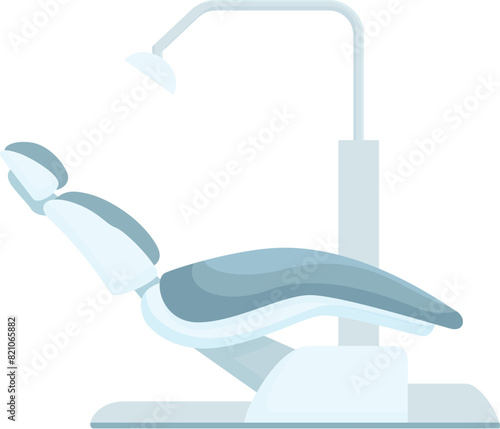 Modern dental chair illustration in flat design with adjustable seat and hygienic lamp for orthodontic examination. Isolated on white background. Ideal for dental office. Clinic. Or healthcare artwork