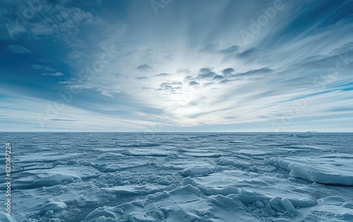 Serene Arctic Landscape with Sun and Clouds