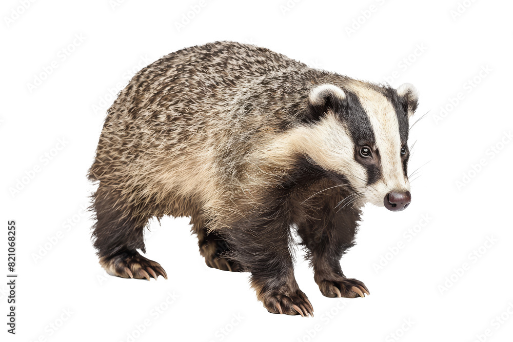 European Badger on White Background European Badger on White Background
