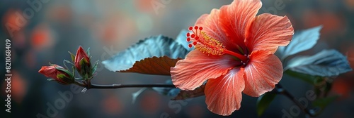 Vibrant Hibiscus Flower on Light Background for Summer Decor Generative AI