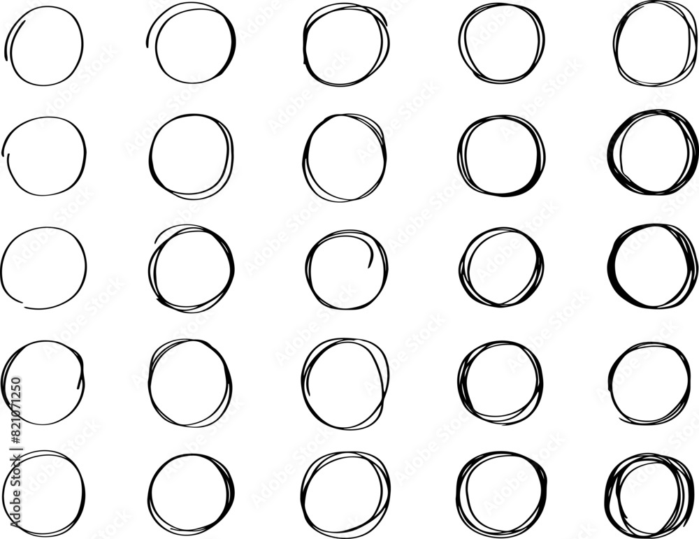 Pixel perfect icon set of hand drawn handdrawn circle round shapes by ...