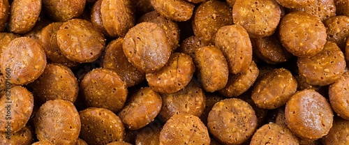 A Close-Up View Of Cat Food, Displaying Its Texture And Nutritional Appeal
