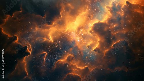  the ethereal glow of a nebula, where clouds of interstellar dust and gas birth new stars. photo