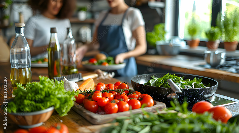 Joyful Friends Cooking Together: Celebrating the Bonds and Experiences in the Kitchen Photo Realistic Concept Joyful Friends Cooking Together: Celebrating the Bonds and Experiences in the Kitchen Photo Realistic Concept