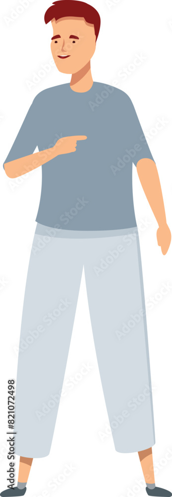 Obraz premium Vector illustration of a stylish young man confidently posing with a hand gesture on a white background