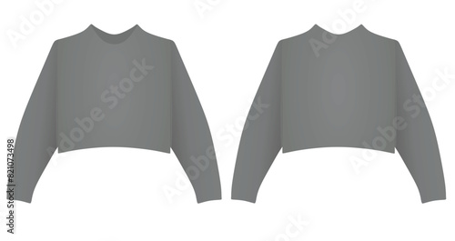 Women grey crop sweater. vector illustration