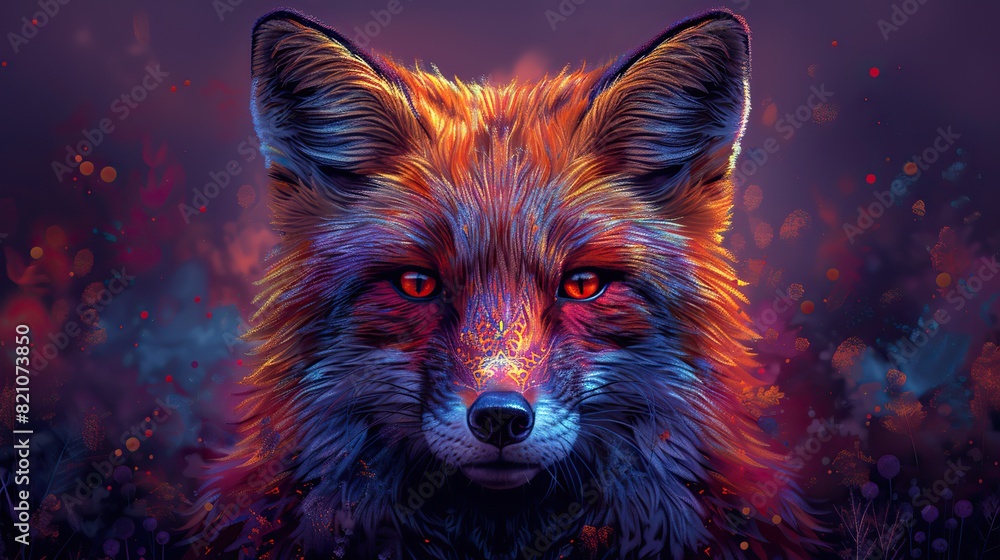 The symmetrical mandala patterns on the shaman's psychedelic fox head totem embody a mystical spiritual guide..illustration stock image The symmetrical mandala patterns on the shaman's psychedelic fox head totem embody a mystical spiritual guide..illustration stock image