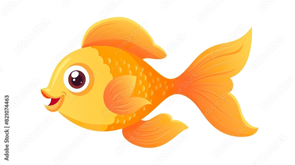 A solitary goldfish against a stark white background A solitary goldfish against a stark white background