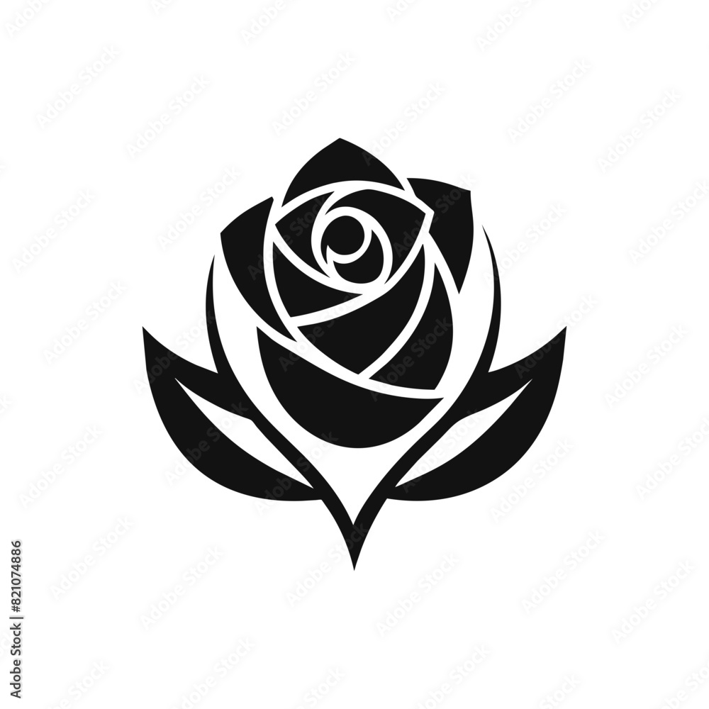 Black rose with a leaf vector icon illustration Black rose with a leaf vector icon illustration