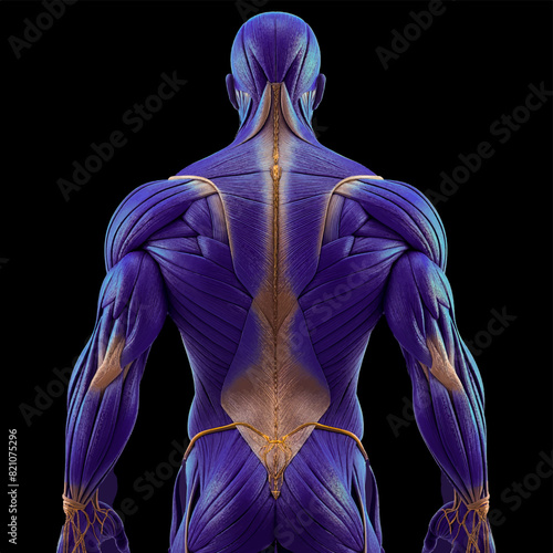Humen muscles anatomy,  Human back muscles,  Healthcare and medicine concept.