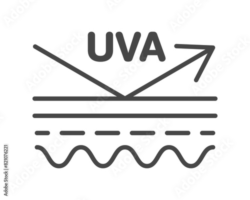 Leather linear vector graphic icon. Collagen, beauty, skin care, hydration. Sun and UV protection. SPF protection, sunblock, sunscreen