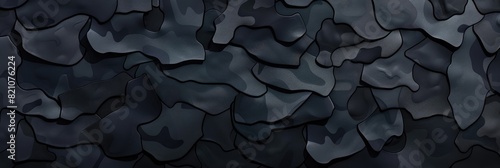 Abstract Black Camouflage Pattern Texture Background photo