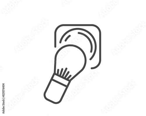Makeup and cosmetics. Linear vector graphic icons of beauty in the form of powder with brush.