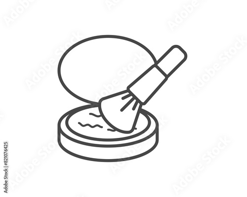Makeup and cosmetics. Linear vector graphic icons of beauty in the form of powder with brush.