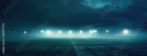 Empty Soccer Field Illuminated by Night Lights photo