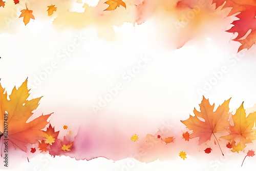 Watercolor autumn leaves border on a dreamy background. Perfect for seasonal designs  greeting cards  and creative fall-themed projects.