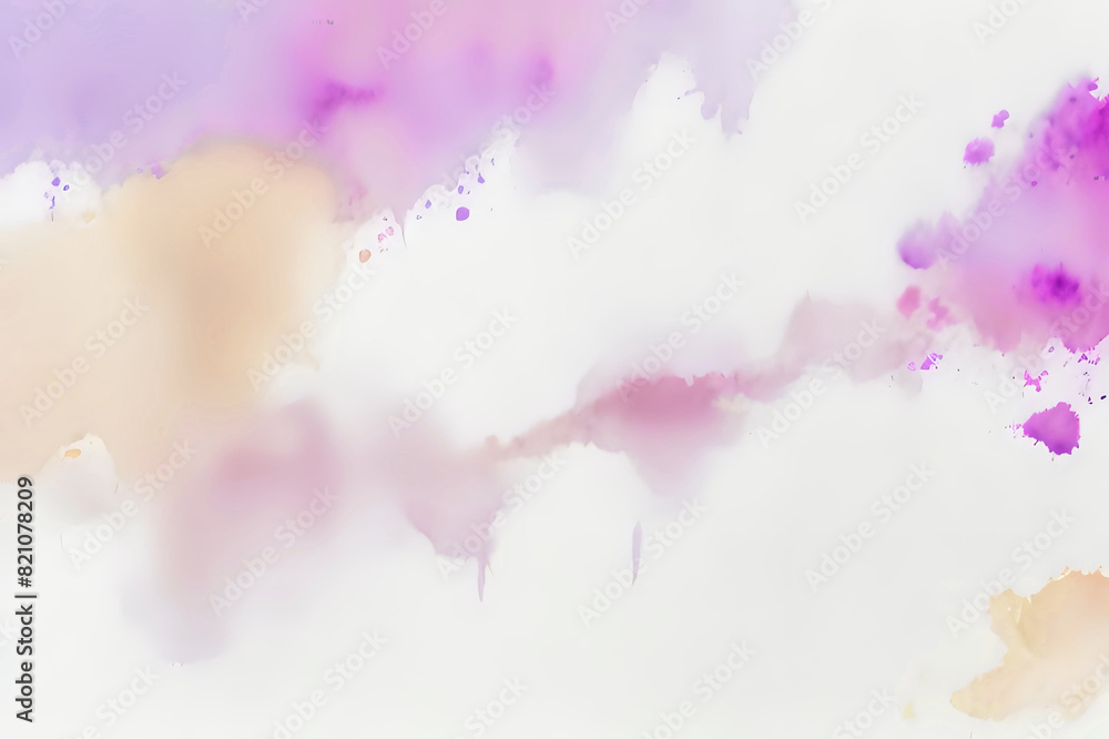 Soft pastel watercolor background. Ideal for soothing and artistic projects, this image displays a delicate mix of purple, pink, and cream hues, creating a serene and dreamy atmosphere for creativity 