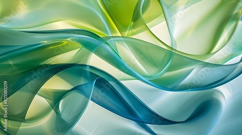 Flowing Together: A Symbiotic Dance of Green and Blue Geometric Shapes