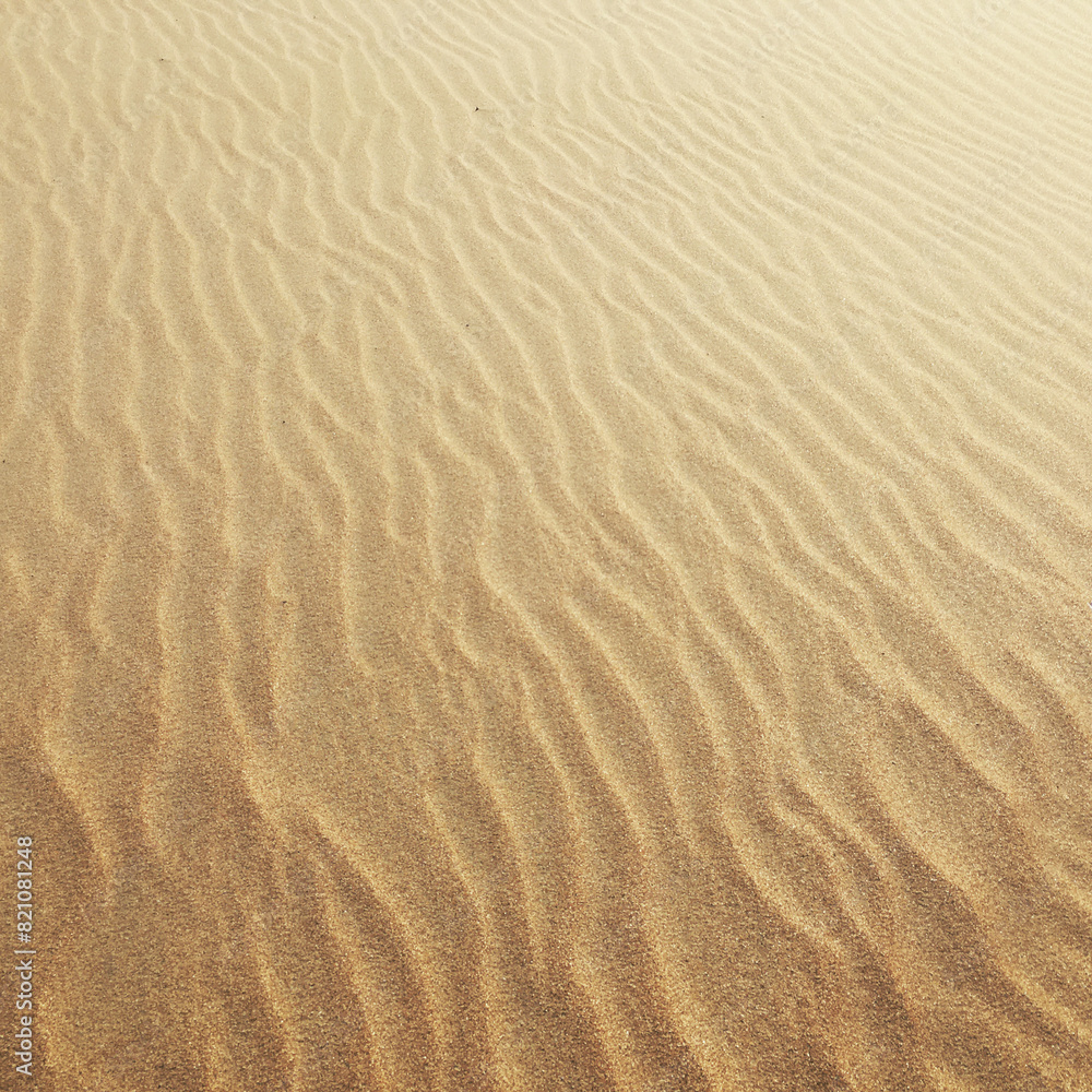 Summer sand pattern in daylight. Sandy beach with a wavy pattern from the wind. Top view perfect for banner or travel brochure background. Color texture of sea sand. Summer sand pattern in daylight. Sandy beach with a wavy pattern from the wind. Top view perfect for banner or travel brochure background. Color texture of sea sand.