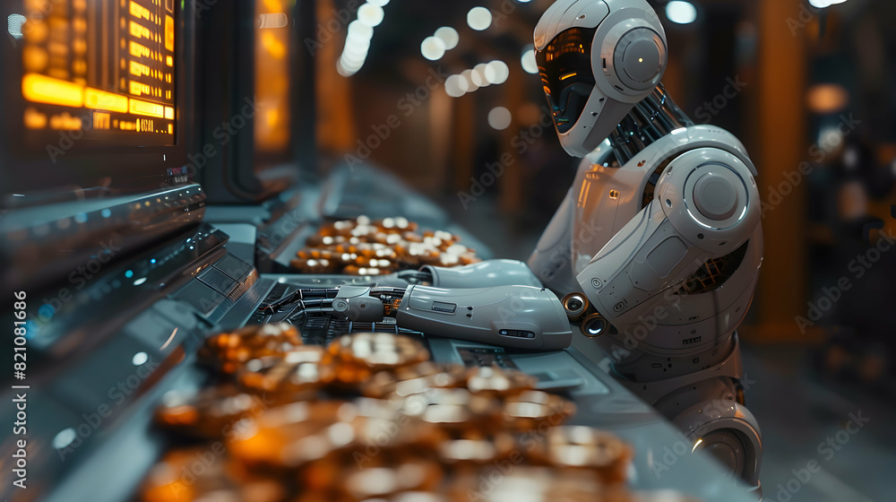 Photo realistic Robotic financial advisors concept showcasing AI driven investment strategies revolutionizing the future of financial planning in Photo Stock Photo realistic Robotic financial advisors concept showcasing AI driven investment strategies revolutionizing the future of financial planning in Photo Stock