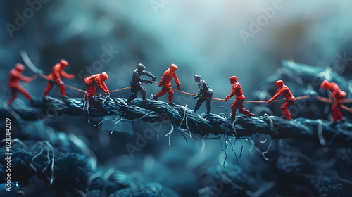 Photo realistic of Team navigating joint venture challenges with low performance impacting business growth in Stock Photo Concept photo