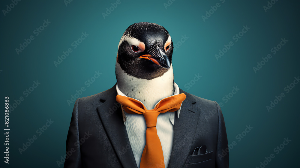 A penguin wearing a suit and tie looksYan Su Di Cheng Zhao Jing Tou A penguin wearing a suit and tie looksYan Su Di Cheng Zhao Jing Tou