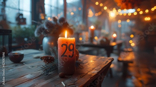 A cozy setting showcasing a birthday candle in the shape of the number 