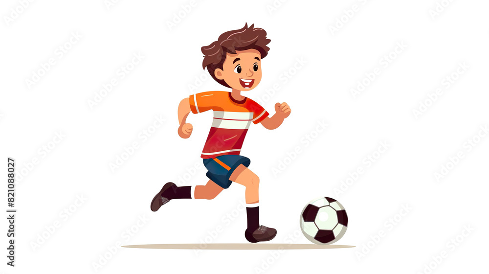 boy isolated against a white background, playing football boy isolated against a white background, playing football