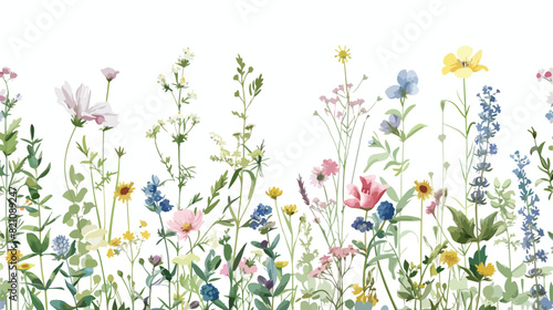 Beautiful floral pattern with wild blooming flowers 