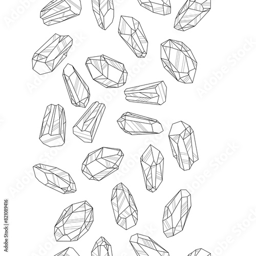 Pattern with crystals or minerals. Jewelry precious or semiprecious gem stones.
