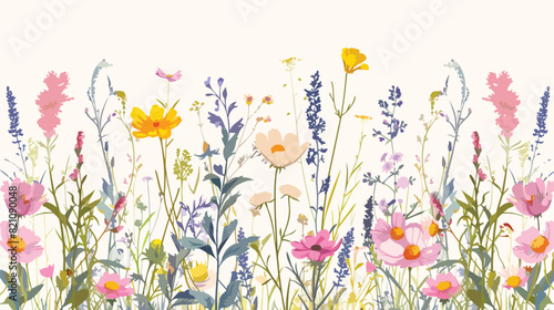 Beautiful horizontal botanical background with romantic scene