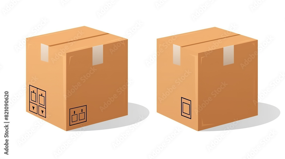 Fototapeta premium Isolated cardboard box against a background of pure white