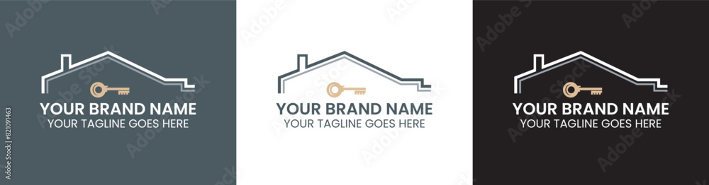 vector logo with house and key symbol vector logo with house and key symbol