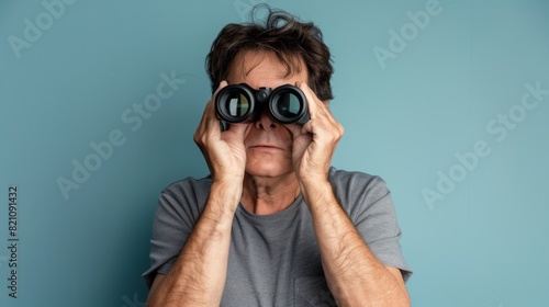 Man Looking Through Binoculars