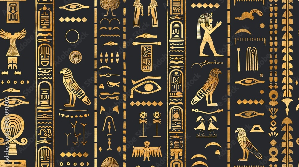Fresh hieroglyphics seamless pattern for modern fashion and lifestyle