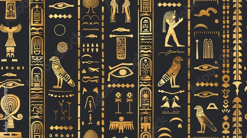 Obraz na płótnie Fresh hieroglyphics seamless pattern for modern fashion and lifestyle w salonie