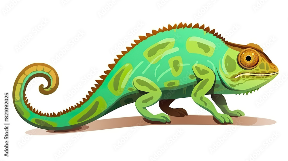 Fototapeta premium Isolated chameleon against a stark white background
