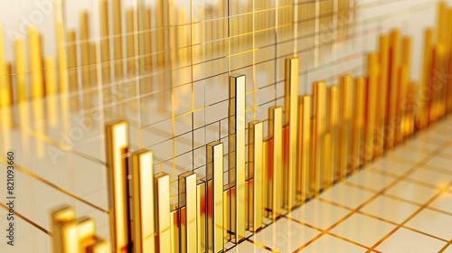 Golden Annual Price Fluctuation Bar Chart in High Detail Financial Design