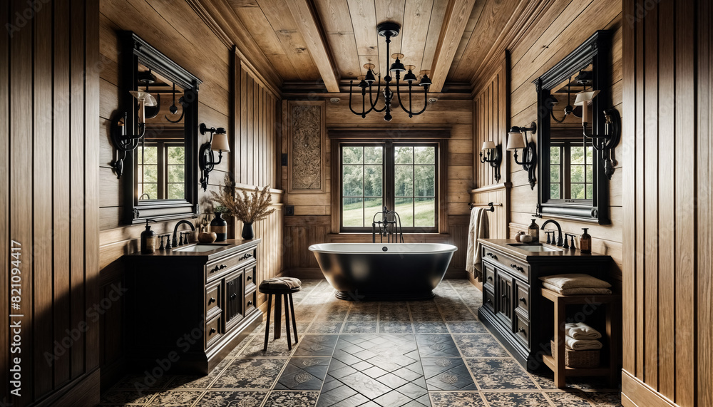 Fascino Rustico- Design Moderno di un Bagno di Lusso Fascino Rustico- Design Moderno di un Bagno di Lusso